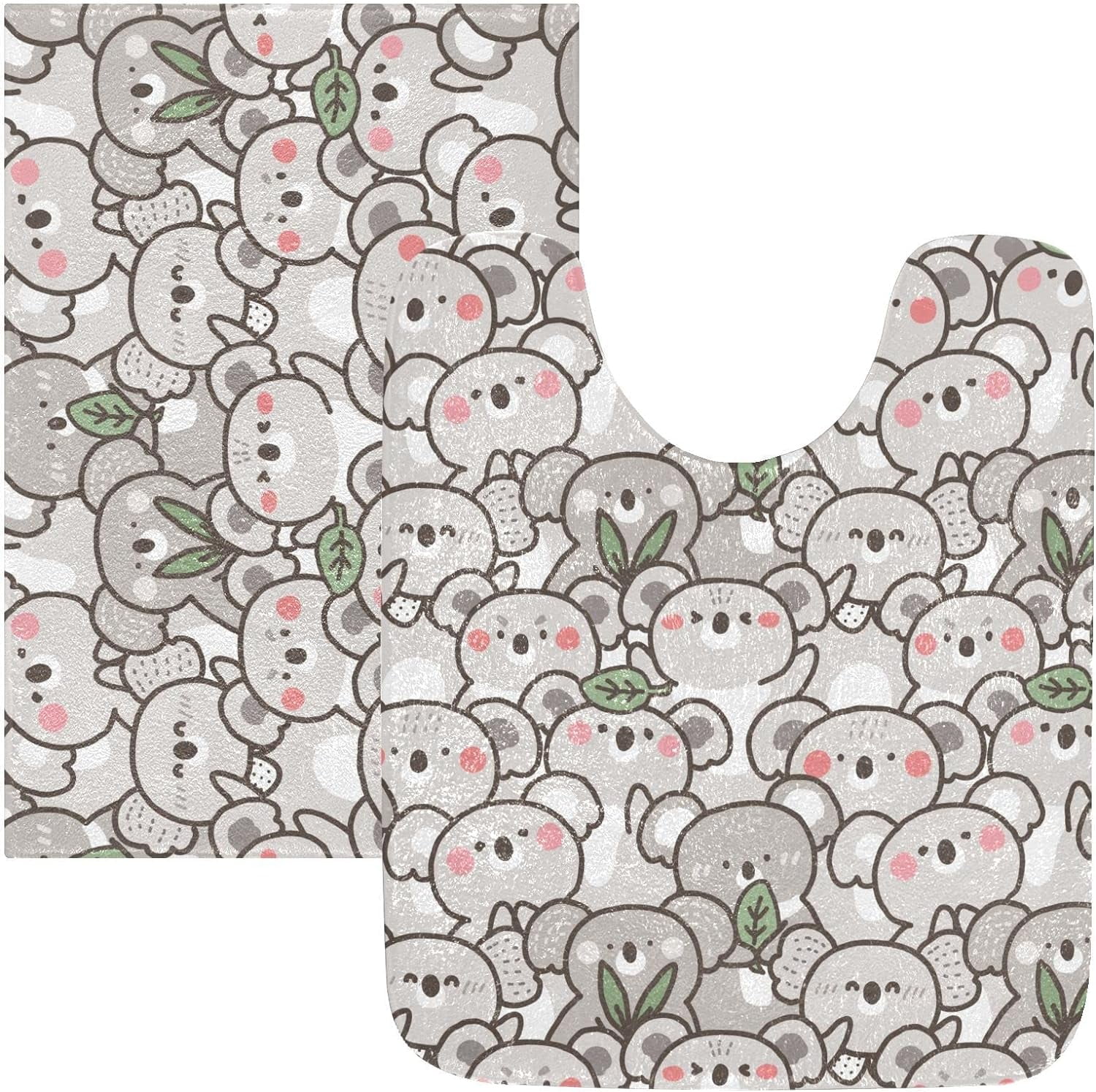 Dreamtimes Luxury Bathroom Rug Set 2 PCS, Watercolor Seamless Koala