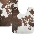 thumbnail image 1 of Dreamtimes Luxury Bathroom Rug Set 2 PCS, Western Cow Skin Texture Soft Absorbent Bath Rug and U-Shaped Contour Toilet Rug, Non-Slip Bath Carpet Bath Mats for Bathroom, 24"x16"+24"x20", 1 of 4