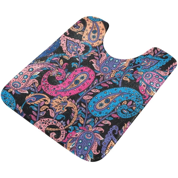 Dreamtimes Luxury Toilet Rugs U-Shaped 17.3"x13.4", Extra Soft and Absorbent Microfiber Bathroom Rugs, Non-Slip Toilet Bath Mat, Machine Wash Dry, Contour Bath Rugs for Toilet Base-Ethnic Paisley