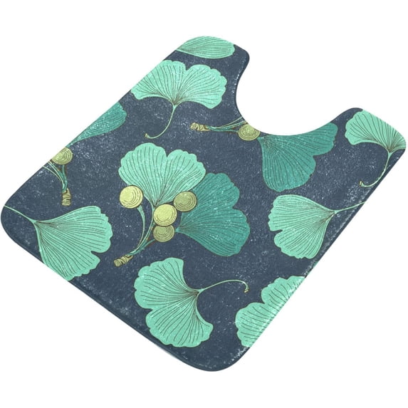 Dreamtimes Luxury Toilet Rugs U-Shaped 17.3"x13.4", Extra Soft and Absorbent Microfiber Bathroom Rugs, Non-Slip Toilet Bath Mat, Machine Wash Dry, Contour Bath Rugs for Toilet Base-Green Ginkgo