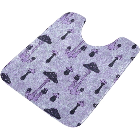 Dreamtimes Luxury Toilet Rugs U-Shaped 17.3"x13.4", Extra Soft and Absorbent Microfiber Bathroom Rugs, Non-Slip Toilet Bath Mat, Machine Wash Dry, Contour Bath Rugs for Toilet Base-Purple Mushrooms