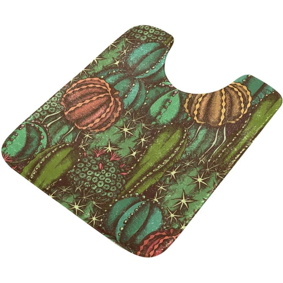Dreamtimes Luxury Toilet Rugs U-Shaped 17.3"x13.4", Extra Soft and Absorbent Microfiber Bathroom Rugs, Non-Slip Toilet Bath Mat, Machine Wash Dry, Contour Bath Rugs for Toilet Base-Vintage Cactus