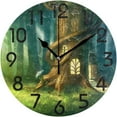 thumbnail image 1 of Dreamtimes Magical Fantasy Fairy Tale Tree House Printed Round Wall Clock Decorative, 10 Inch Battery Operated Quartz Analog Quiet Desk Clock for Home,Office,School, 1 of 6