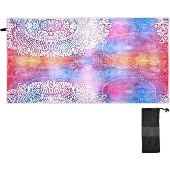 Dreamtimes Mandela Tiles Beach Towel Lightweight Compact Oversized Travel Towels Super Absorbent Quick Dry Towel for Swimming Camping Holiday