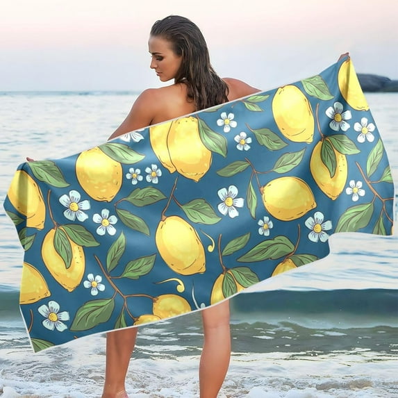 Dreamtimes Many Lemon Beach Towel Quick Dry Absorbent Bath Towels Sandproof Lightweight Towel for Gym Yoga Sports Swimming- 30x60in