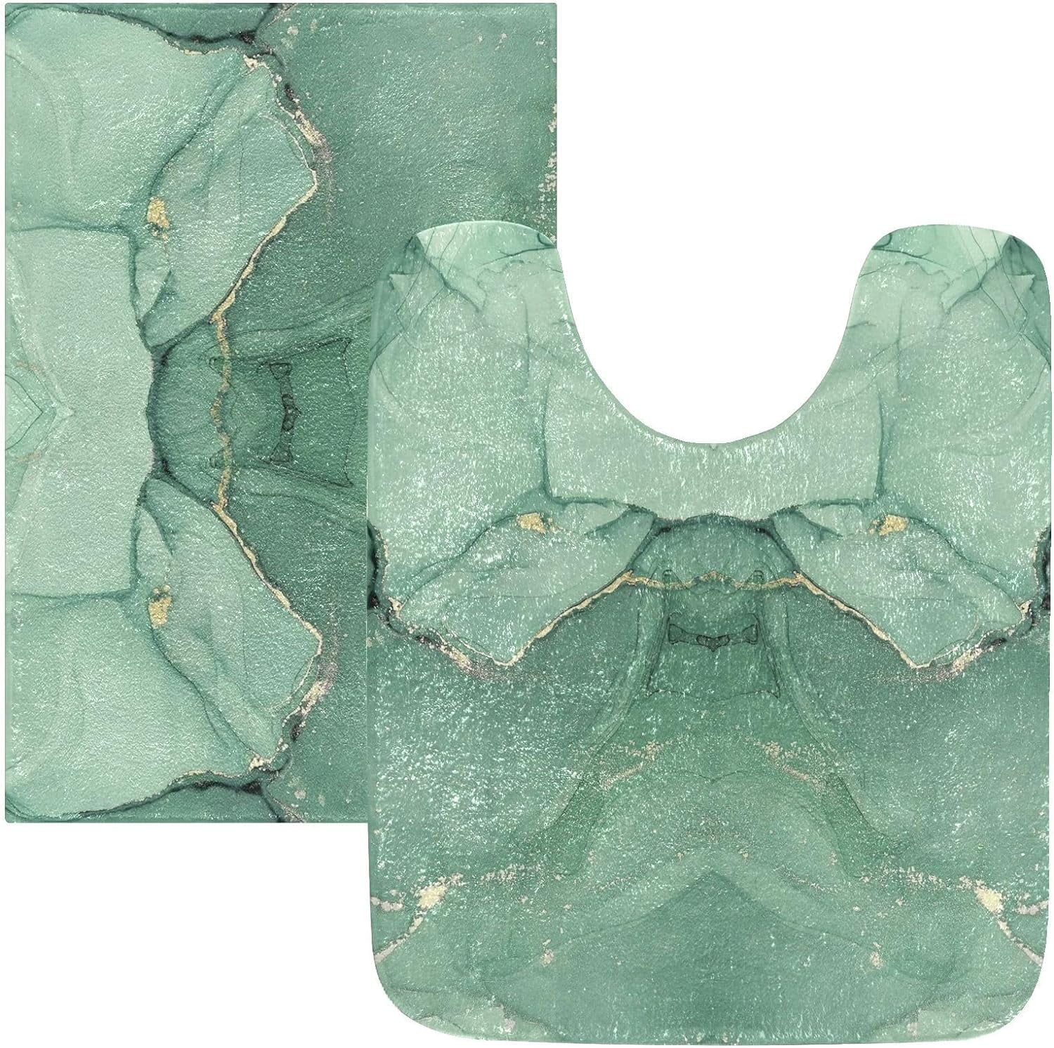 Dreamtimes Marble Mint Green Bath Mat Set Soft High Absorbent Non Slip