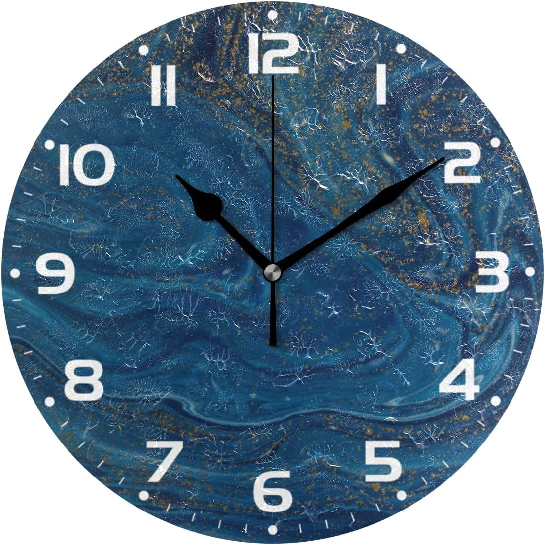Dreamtimes Marble Texture Wall Clock, 10 Inch Silent Non Ticking Round ...