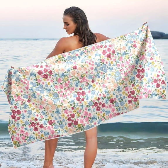 Dreamtimes Meadow Wildflower Beach Towel Quick Dry Absorbent Bath Towels Sandproof Lightweight Towel for Gym Yoga Sports Swimming- 30x60in