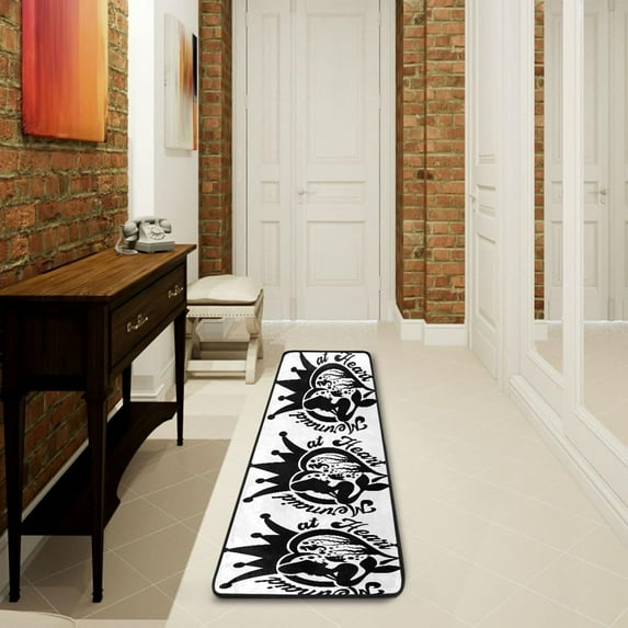 Dreamtimes Mermaid Love Hallway Runner Rug 2'x6' Kitchen Rug with Rubber Backing Queen Sea Non Slip Entryway Rug Runner Washable Soft Area Rug for Hallway Bedroom Kitchen Decor