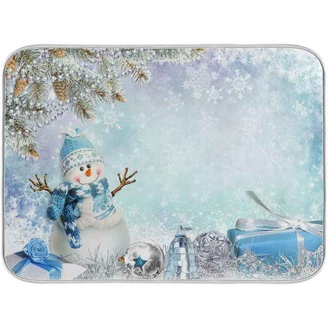 Dreamtimes Merry Christmas Dish Drying Mat 18x24 inch Dish Mat Snowman Winter Xmas Dsih Drying