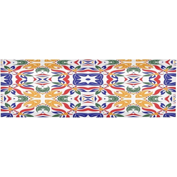 Dreamtimes Mexican Talavera Ceramic Tile Pattern Valance Curtains for Kitchen or Bathroom, 54x18in Valances Window Treatment Rod Pocket Drape Light Filtering Living Room Bedroom Decor