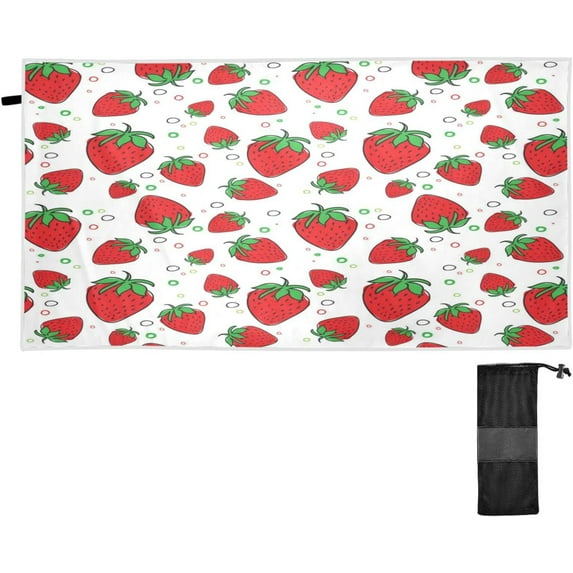 Dreamtimes Microfiber Beach Towel,s,Strawberry Pattern Sand Free Beach Towel,,Quick Dry Beach Towel,, Extra Large Beach Towel,s for Adults,Kids 71x31 in