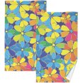 thumbnail image 1 of Dreamtimes Multicolored Flowers Bath Hand Towel Soft Cotton Highly Absorbent Fingertip Towels for Bathroom Beach Kitchen Sports Gym Yoga Travel (2-Pieces Towel Sets, 28x16 inch), 1 of 7