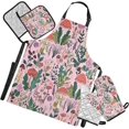 thumbnail image 1 of Dreamtimes Mushroom Leaves Oven Mitts and Pot Holders with Chef Apron,Set of 5 Heat Resistant Kitchen Gloves and Silicone Non-Slip Potholders Adjustable Neck Buckle Chef Apron, 1 of 6
