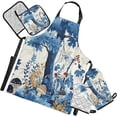 thumbnail image 1 of Dreamtimes Mushroom Tree Oven Mitts and Pot Holders with Chef Apron,Set of 5 Heat Resistant Kitchen Gloves and Silicone Non-Slip Potholders Adjustable Neck Buckle Chef Apron, 1 of 6