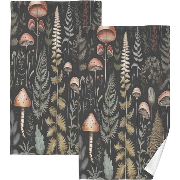 Dreamtimes Mushrooms Hand Towels, 2 PCS, Highly Absorbent Soft Cotton Face Towels Bathroom Decorative Towel for Beach Gym Spa Shower, 16x28In