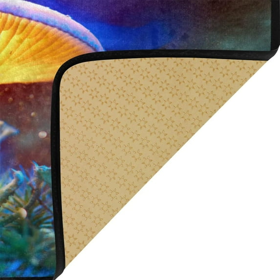 Dreamtimes Mushrooms Shining Kitchen Mats Washable Long Floor Runner Rug Non-Slip Fatigue Area Rugs Mystery Dark Forest Absorbent Doormat Cushioned for Farmhouse Home Bath Indoor Outdoor Decor 39"x20"