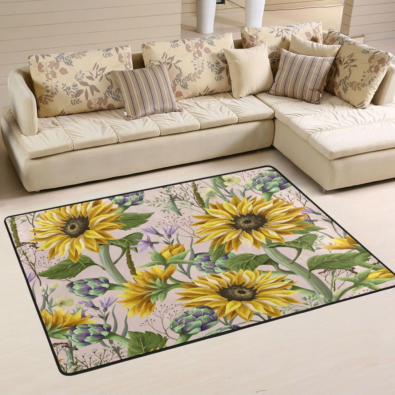 Dreamtimes Natural Wild Sunflowers Area Rug, 36