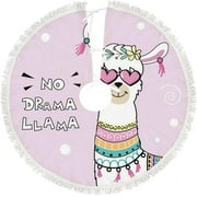 Dreamtimes No Drama Llama On Pink Christmas Tree Skirt 36 in for Xmas Tree Decorations