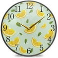 thumbnail image 1 of Dreamtimes Oranges Lemons Pattern Wall Clock Silent Non Ticking 12 Inch Round Easy to Read for Home Office School Clock, 1 of 7