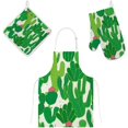 thumbnail image 1 of Dreamtimes Oven Mitts and Pot Holders with Chef Apron 3Pcs Set Cactus Pattern Non Slip Heat Resistant Gloves for Baking Cooking BBQ, 1 of 7
