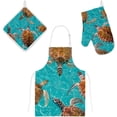 thumbnail image 1 of Dreamtimes Oven Mitts and Pot Holders with Chef Apron 3Pcs Set Turtles Non Slip Heat Resistant Gloves for Baking Cooking BBQ, 1 of 7