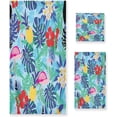 thumbnail image 1 of Dreamtimes Palm Flamingo Towel Set of 3, Highly Absorbent Soft Towels with Bath Towel, Hand Towel and Washcloth for Bathroom Hotel Gym Spa, 1 of 7