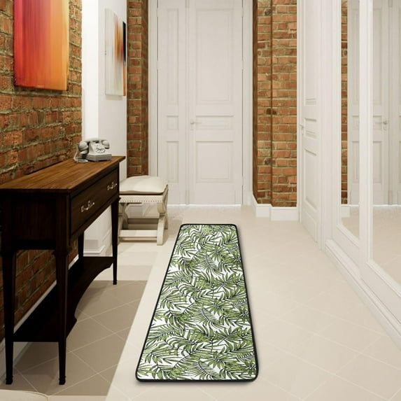 Dreamtimes Palm Leaves Vintage Hallway Runner Rug 2'x6' Kitchen Rug with Rubber Backing Summer Tropical Non Slip Entryway Rug Runner Washable Soft Area Rug for Hallway Bedroom Kitchen Decor
