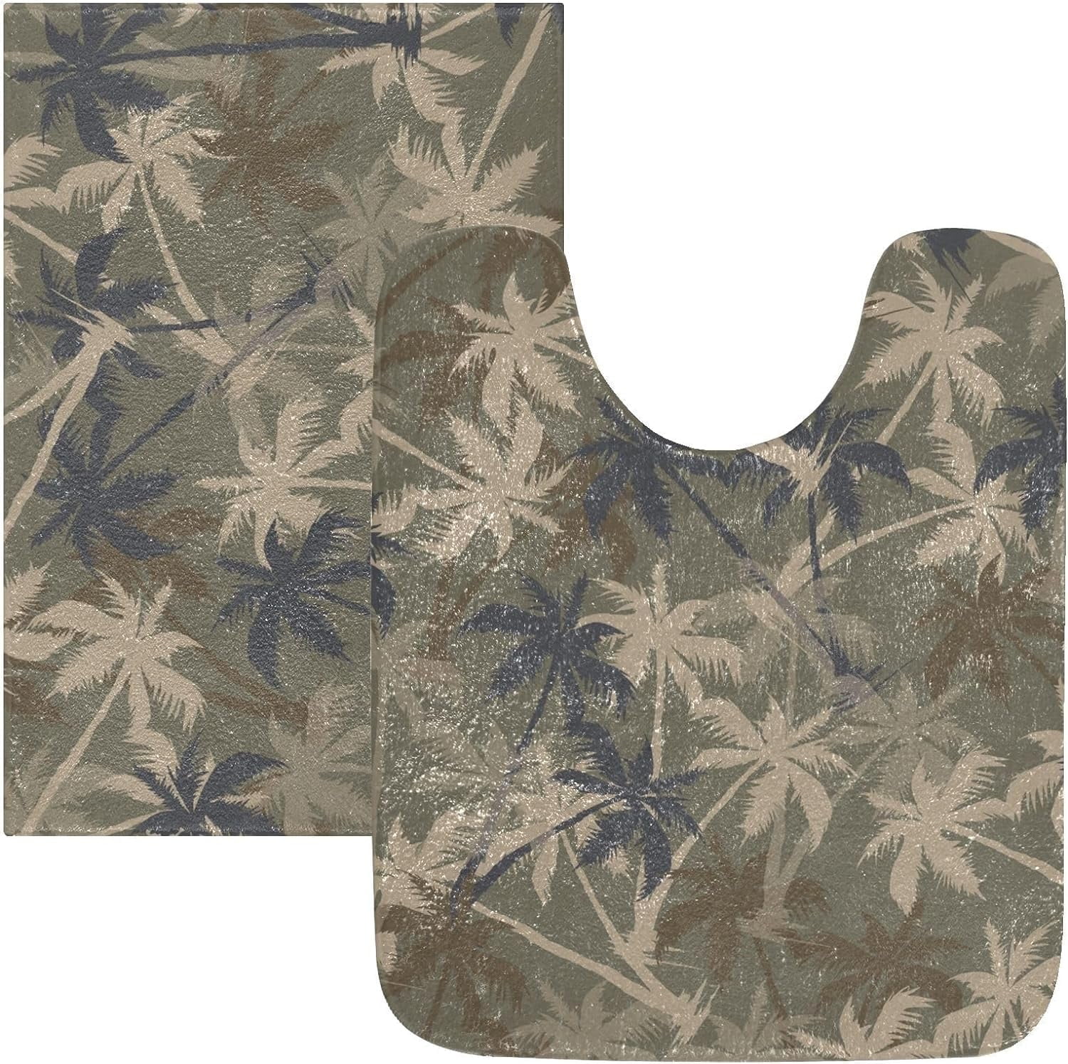 Dreamtimes Palm Tree Camouflage Army Green Bath Mat for Bathroom Shower