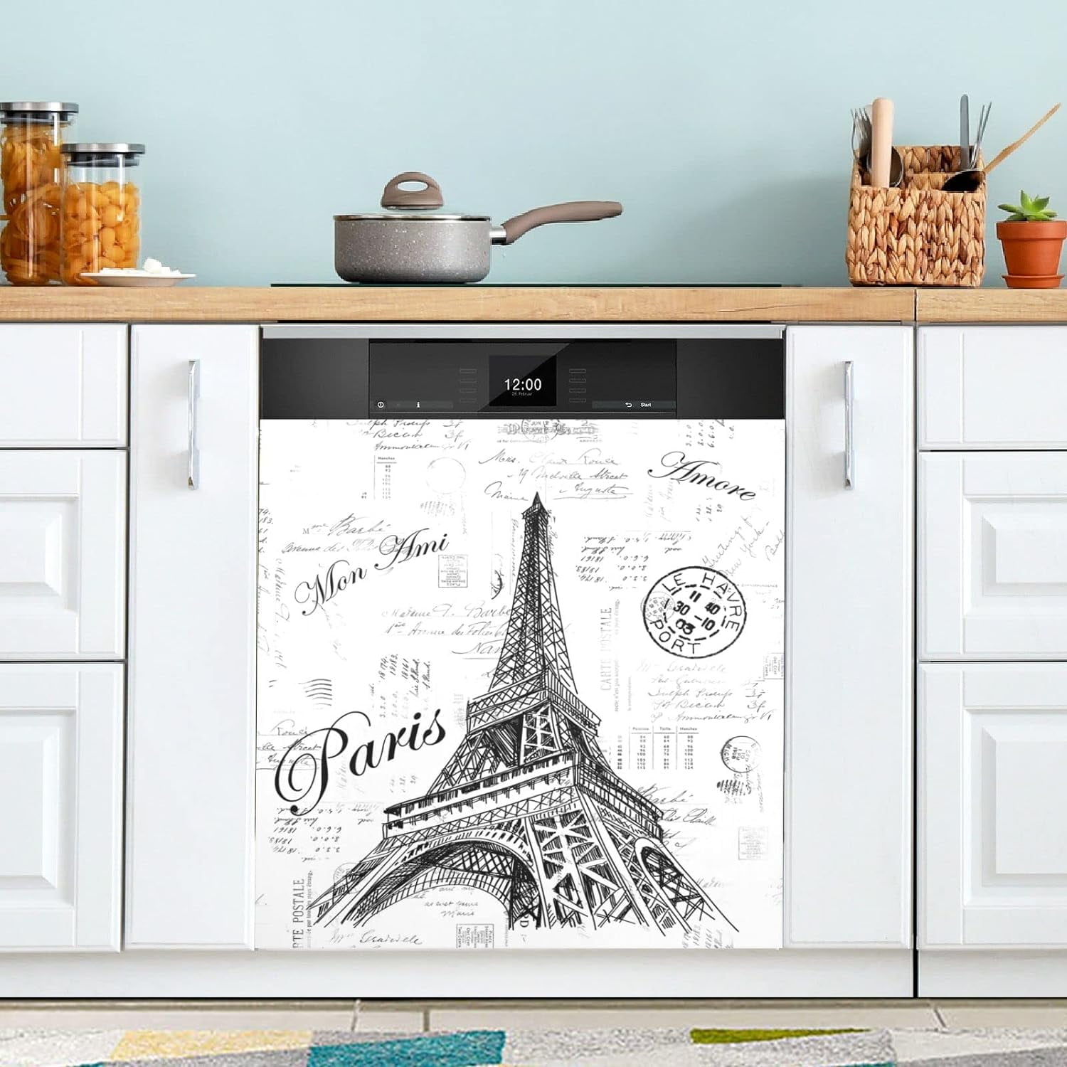 Dreamtimes Paris Eiffel Tower Kitchen Dishwasher Cover Magnetic Sticker ...