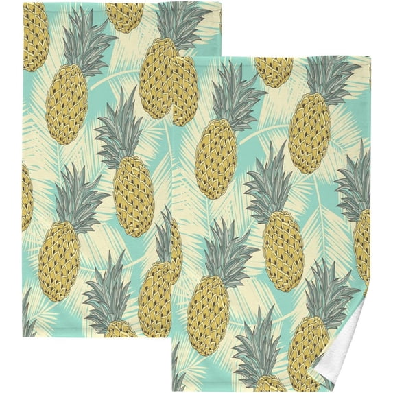 Dreamtimes Pineapple Cotton Face Towel Set 2 PCS, 16x28in Soft Feel Washcloths Rapid Water Absorption Drying Bath Towel Hand Towel for Bathroom, Spa, and Gym Towel38