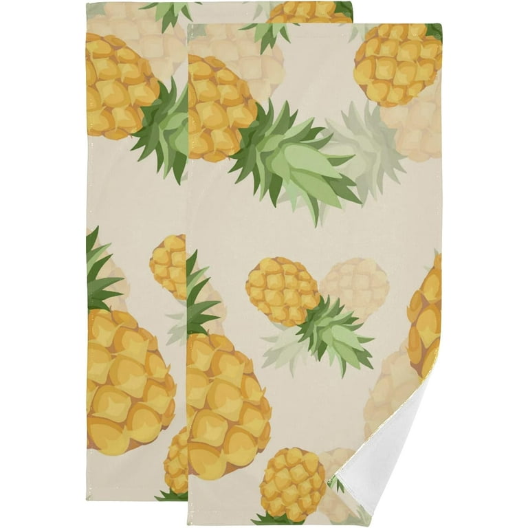 Dreamtimes Pineapple Soft Hand Towels 2 Piece Absorbent Bath Towel