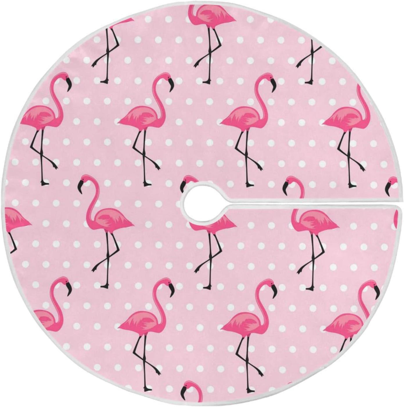 Dreamtimes Pink Flamingo Christmas Tree Skirt 36", Christmas
