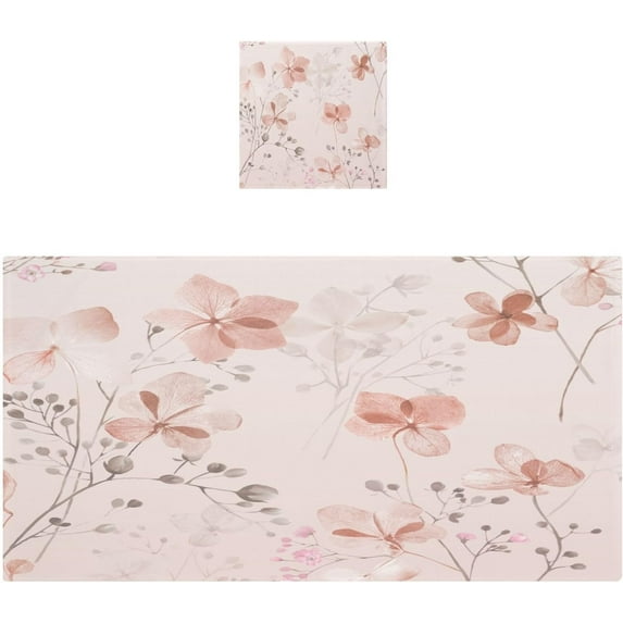 Dreamtimes Pink Flowers Soft Cotton Towel Sets 2 Piece, 1 Bath Towel 1 Hand Towel Quick Dry Highly Absorbent Bath Towels Washcloths for Bathroom, Gym, Hotel, and Spa