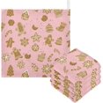 thumbnail image 1 of Dreamtimes Pink Gingerbread Cookies Baby Muslin Washcloths Face Towel, 3 PCS Christmas Tree Snowflake Burp Cloths Cotton Wipes Infant Wash Cloth for Newborn Boys Girls 12x12 inches, 1 of 7