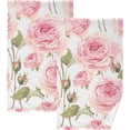 thumbnail image 1 of Dreamtimes Pink Rose Flower Floral Cotton Towels Set 2 Pcs Absorbent Hand Towel Face Towels Kitchen Towels Bath Towels for Bathroom Laundry Room Kitchen 16 x 28 Inches, 1 of 7