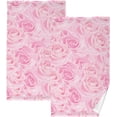 thumbnail image 1 of Dreamtimes Pink Roses Cotton Towels Set 2 Pcs Absorbent Hand Towel Face Towels Kitchen Towels Bath Towels for Bathroom Laundry Room Kitchen 16 x 28 Inches, 1 of 7