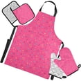 thumbnail image 1 of Dreamtimes Pink Stars Mothers day Kitchen Apron,Oven Mitt,Pot Holder,Towel,Birthday Gifts Set for Mom Wife Grandma, 1 of 6