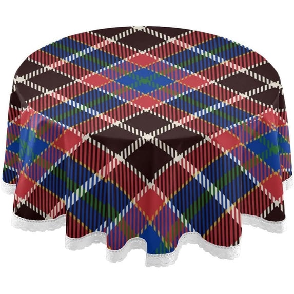 Dreamtimes Plaid Round Tablecloth 60", Waterproof Tablecloth Stain Resistant and Wrinkle Decorative Patio Table Cloths for Kitchen Dinning Room Party Home Garden Picnic