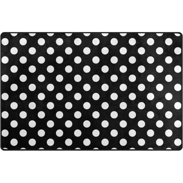Dreamtimes Polka Dot Pattern In Black And White Area Rug Carpet 60 x 39 inch for Living Room