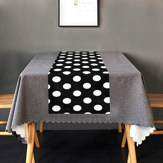 Dreamtimes Polka Dots Table Runner 18"x72", Kitchen Dining Table Cloth Runner Decoration for Indoor Outdoor Home Holiday Thanksgiving Christmas Party Decor