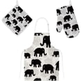 thumbnail image 1 of Dreamtimes Polyester Kitchen Oven Mitts Glove Potholder Apron 3Pcs Set Floral and Black Elephants Non Slip Heat Resistant Mitts for Baking Cooking BBQ, 1 of 7
