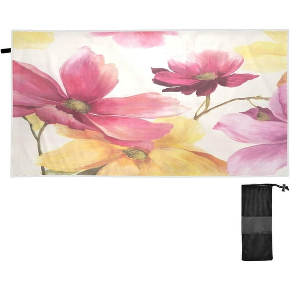 Dreamtimes Pretty Flower Beach Towel Super Soft Microfiber Sand Free Beach Towels, Oversized Camping Pool Towel, Lightweight, Breathable & Quick Dry Towels, 30x60in