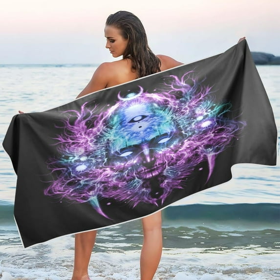 Dreamtimes Psyhedelic Shaman Head Beach Towel Quick Dry Absorbent Bath Towels Sandproof Lightweight Towel for Gym Yoga Sports Swimming- 30x60in