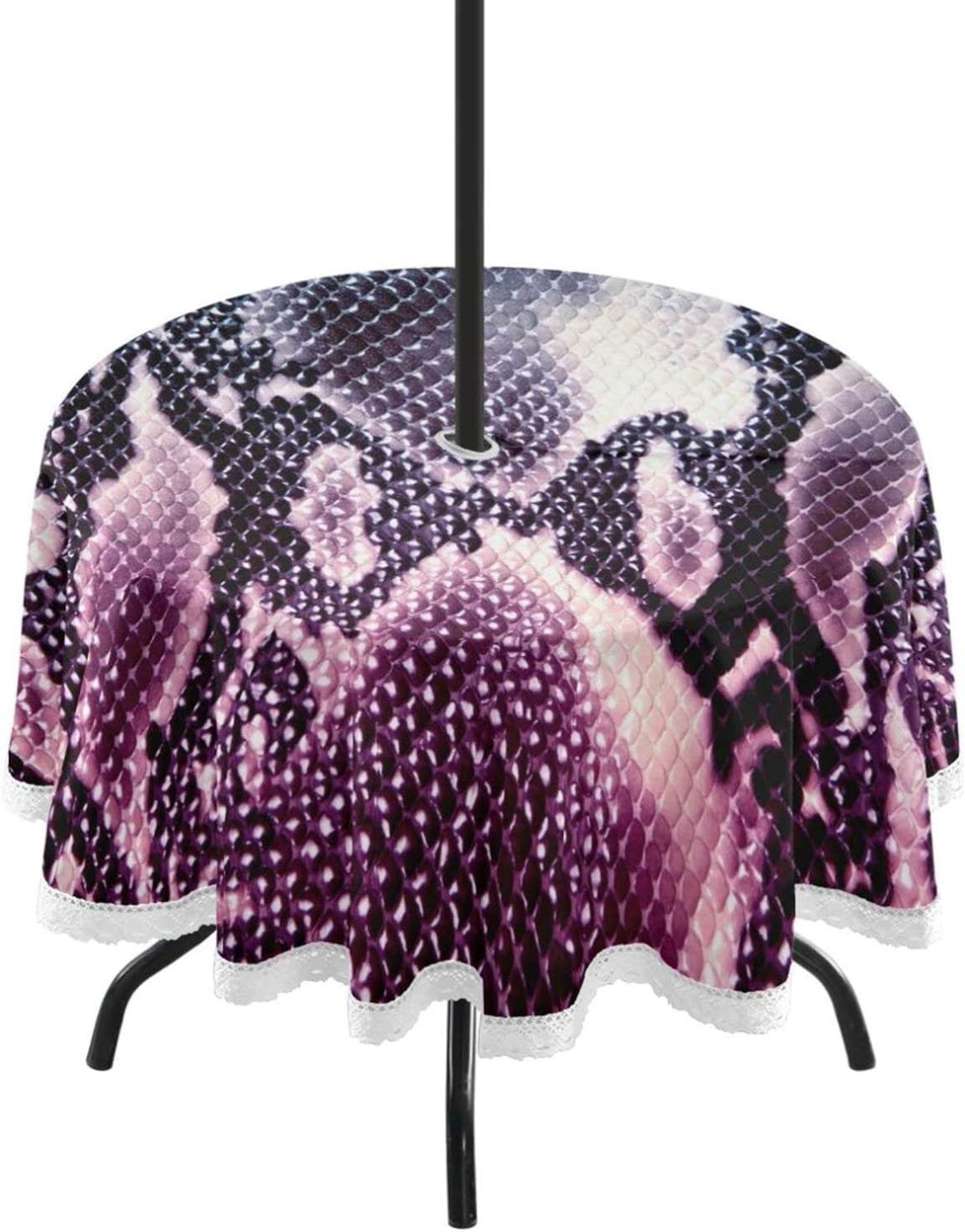 Dreamtimes Purple Snakeskin Round Table Cloth 60", Heat Resistant Table