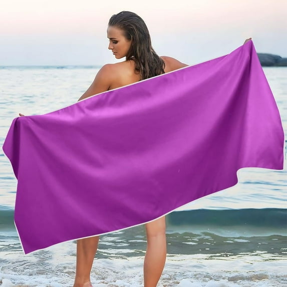 Dreamtimes Purple Solid Color Beach Towel Quick Dry Absorbent Bath Towels Sandproof Lightweight Towel for Gym Yoga Sports Swimming 31x71in