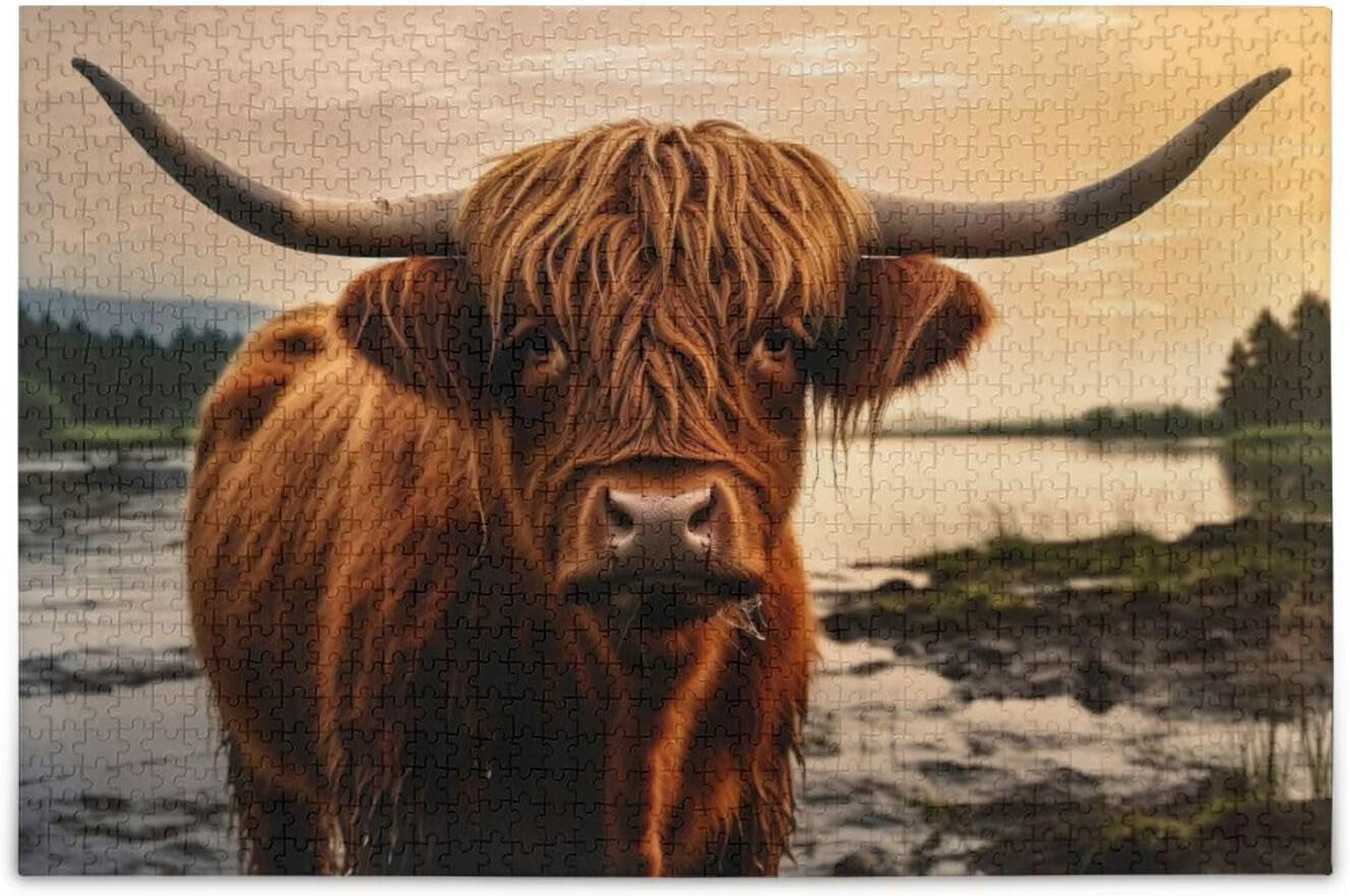 Dreamtimes Puzzle Highland Cow Jigsaw Puzzles, 500 Piece Puzzles for