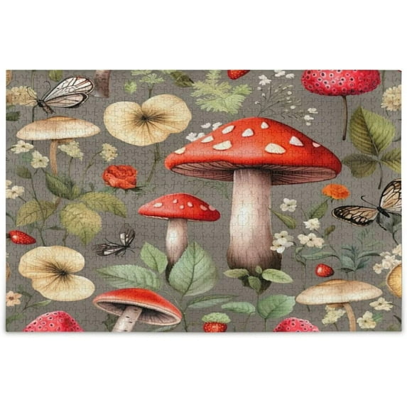 Dreamtimes Puzzle- Mushroom Strawberry Jigsaw Puzzles, 500 Piece Puzzles for Family - Fun Intellectual Decompressing Educational Games
