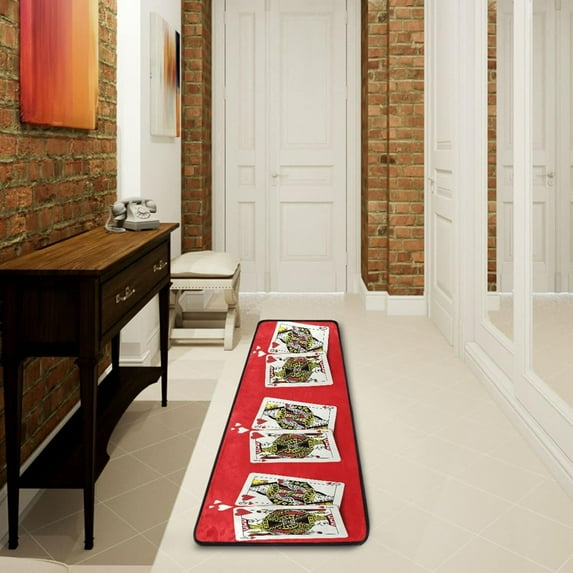 Dreamtimes Queen King Hearts Hallway Runner Rug 2'x6' Kitchen Rug with Rubber Backing Valentine's Day Non Slip Entryway Rug Runner Washable Soft Area Rug for Hallway Bedroom Kitchen Decor