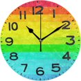 thumbnail image 1 of Dreamtimes Rainbow Colors Abstract Stripe Round Wall Clock, 10 Inch Battery Operated Quartz Analog Quiet Desk Clock for Home,Office,School,Kitchen, 1 of 4